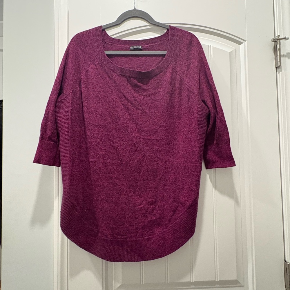 Express Women's Deep Purple Long Sleeve Top